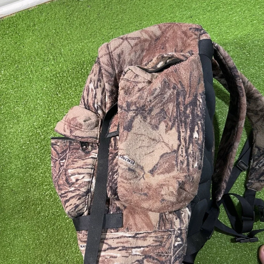 Vintage Fleece Camo Backpack Call Pockets Bottle Holder 90s Hunt Hiking Daypack